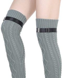 Cable Knit Over the Knee Socks Boot Socks Knee Socks Gray